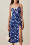 Elegant Print Slit V Neck A Line Dresses