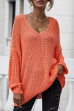 Casual Solid V Neck Tops Sweater