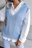 Casual Solid Hollowed Out V Neck Tops Sweater