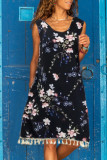 Fashion Casual Print Tassel O Neck A Line Dresses