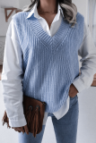 Casual Solid Basic V Neck Tops