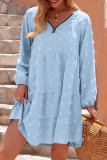 Fashion Street Solid Split Joint V Neck Cake Skirt Dresses