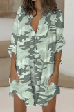 Fashion Casual Print Split Joint Mandarin Collar A Line Dresses