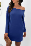 Fashion Casual Solid Patchwork O Neck A Line Dresses