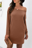 Fashion Casual Solid Patchwork O Neck A Line Dresses