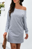 Fashion Casual Solid Patchwork O Neck A Line Dresses