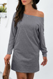 Fashion Casual Solid Patchwork O Neck A Line Dresses