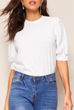 Casual Solid Patchwork O Neck Tops