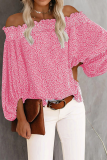 Elegant Print Split Joint Stringy Selvedge Off the Shoulder Tops