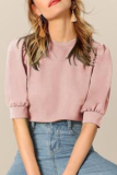 Casual Solid Patchwork O Neck Tops