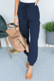 Casual Solid Split Joint Pocket Loose Mid Waist Harlan Solid Color Bottoms