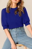Casual Solid Patchwork O Neck Tops