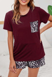 Fashion Casual Print Patchwork O Neck Short Sleeve Two Pieces