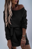 Casual Solid Split Joint Strap Design Oblique Collar Pencil Skirt Dresses