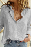 Casual Solid Patchwork Buckle Turndown Collar Tops