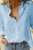 Casual Solid Patchwork Buckle Turndown Collar Tops