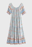 Fashion Elegant Floral Split Joint O Neck A Line Dresses