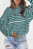 Casual Striped Split Joint Buckle Hooded Collar Tops