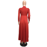 Red Vintage 3/4 Length Sleeves Asymmetrical Mid-Calf Club Dresses