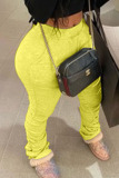 Green Fashion Casual adult Ma'am Solid Draped Draped Plus Size