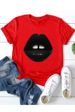 Black O Neck Short Sleeve Print Tees & T-shirts