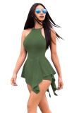 Army Green Backless Solid Fashion sexy Rompers