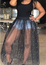 Black Sexy & Club Sleeveless Irregular skirt Long Club Dresses