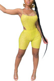 Yellow Milk Silk Fashion Sexy adult Ma'am Print Solid Two Piece Suits pencil Sleeveless Two Pieces