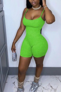 Green Fashion Sexy Solid Sleeveless Slip Rompers