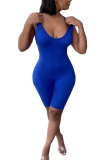 Blue Fashion Sexy Solid Milk. Sleeveless Slip Rompers