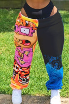 Black multicolor Elastic Fly Mid Print Harlan pants Pants Bottoms