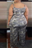 Camouflage Fashion Sexy adult Ma'am Slip Camouflage Two Piece Suits Stitching Plus Size