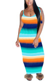 Multi-color Fashion Sexy adult Ma'am Spaghetti Strap Sleeveless Slip Step Skirt Ankle-Length Print Dresses