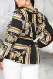 multicolor Polyester cardigan Long Sleeve Patchwork Print Tops