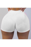 White Elastic Fly High Solid Straight shorts Bottoms