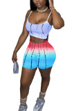 Multi-color Fashion Sexy adult Ma'am Print Two Piece Suits pencil Sleeveless Two Pieces