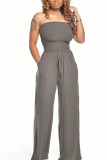 Black Fashion Casual Solid Sleeveless Wrapped Jumpsuits
