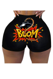 Red Polyester Elastic Fly High Print Straight shorts Bottoms