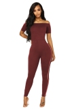 Maroon Backless Solid Fashion sexy Jumpsuits & Rompers