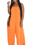 Orange Fashion Sexy Solid Slip Jumpsuits