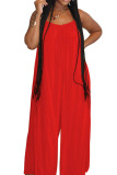 Red Fashion Sexy Solid Slip Jumpsuits