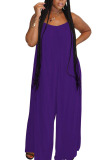 Dark Purple Fashion Sexy Solid Slip Jumpsuits