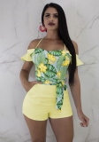 Yellow Bandage Print Casual Fashion Jumpsuits & Rompers