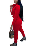 Red Fashion Sexy adult Ma'am Patchwork Solid Two Piece Suits Straight Long Sleeve Two Pieces