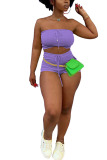 purple Fashion Sexy adult Ma'am Solid Two Piece Suits pencil Sleeveless Two Pieces
