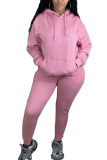 Pink Polyester Fashion Active adult Ma'am Patchwork Solid Two Piece Suits pencil Long Sleeve Two Pieces