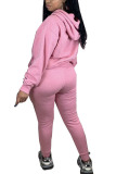 Pink Polyester Fashion Active adult Ma'am Patchwork Solid Two Piece Suits pencil Long Sleeve Two Pieces