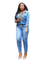 As Show Polyester jean cloth Bandage Solid Casual Fashion Jumpsuits & Rompers