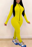Black Fashion Sexy Solid zipper Milk. Long Sleeve O Neck Jumpsuits