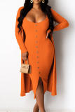 Orange Street Spaghetti Strap Long Sleeves O neck Sheath Mini Solid Dresses